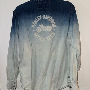 Harley-Davidson Gradient Denim Shirt in Blue and White